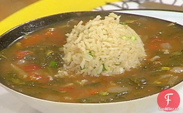 Gumbo verde păpădie cu orez bun de cimbru