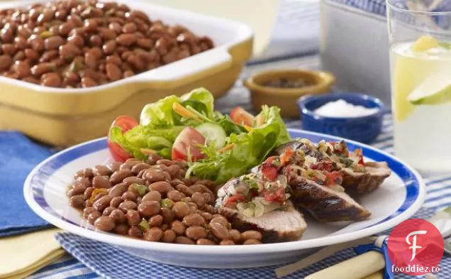 Filet de porc cu roșii carbonizate și salsa Jalapeno