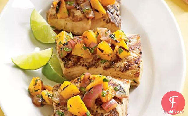 Piersică la grătar aprinsă și salsa Habanero