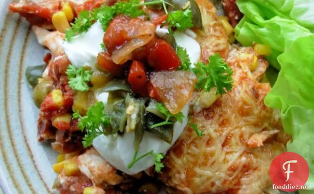 Caserolă la cuptor cu pui afumat și Chorizo Mexican Enchilada