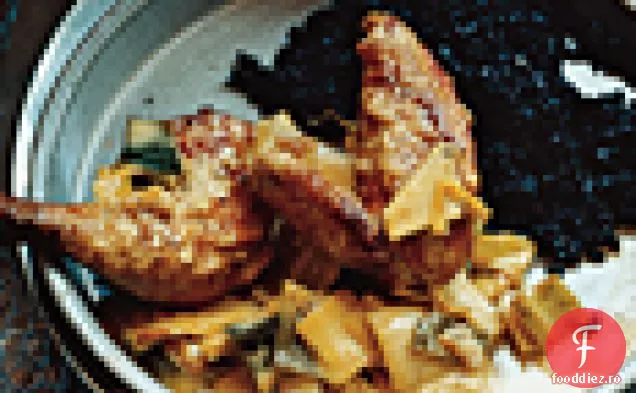 Fricassee de găină de vânat cu praz cremos și Vadoum