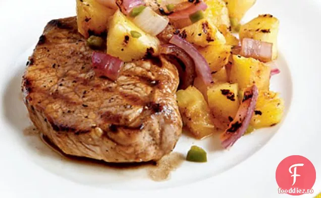 Cotlet de porc la grătar cu Salsa de ananas la grătar