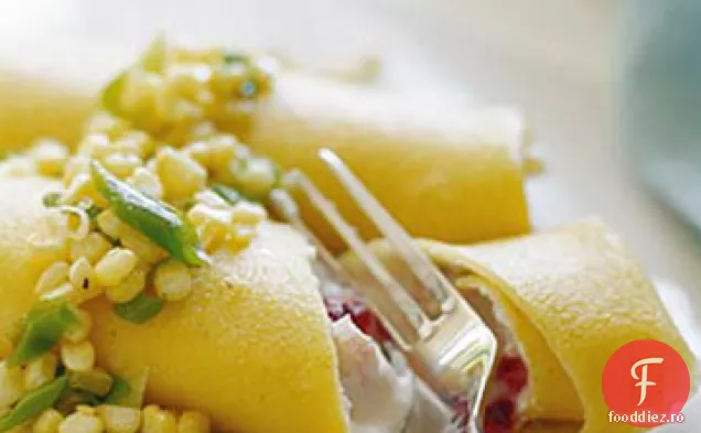 Clătite din făină de porumb cu Ricotta și șuncă