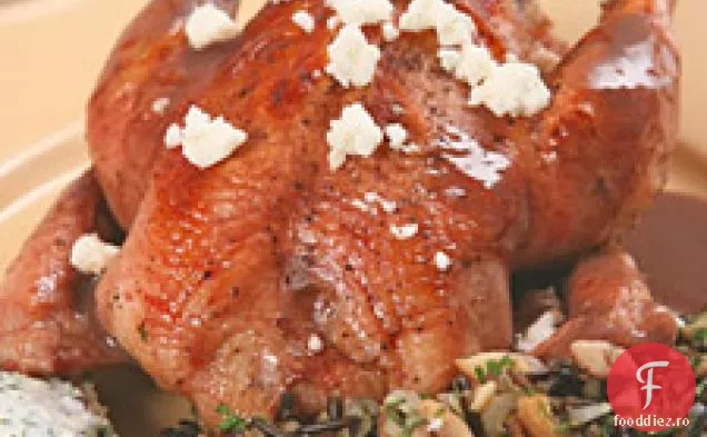 Găini de vânat Cornish glazurate cu rodie cu orez sălbatic-castan St