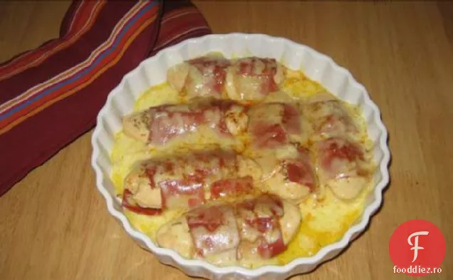 Pui de lavandă învelit în slănină