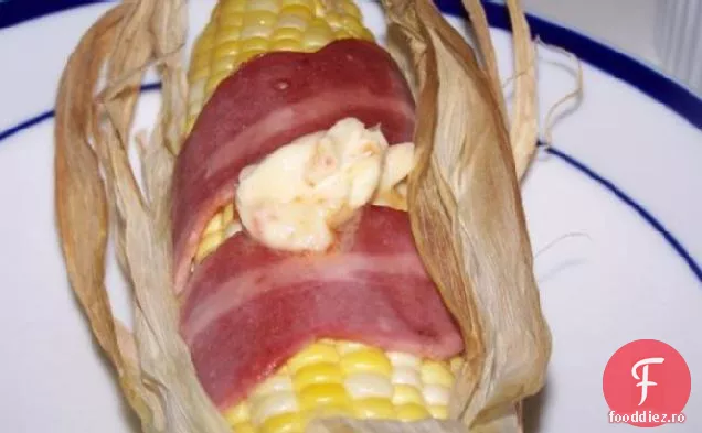 Porumb la grătar pe Știulet cu slănină și unt de Chili