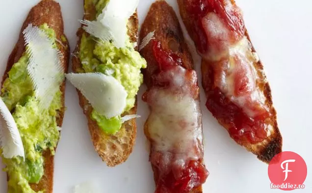 Crostini cu Fontina și marmeladă de roșii din ' legumele glorioase ale Italiei