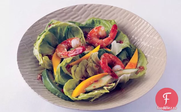 Salată de creveți, Mango și Avocado cu vinetă dulce de Chili-ghimbir