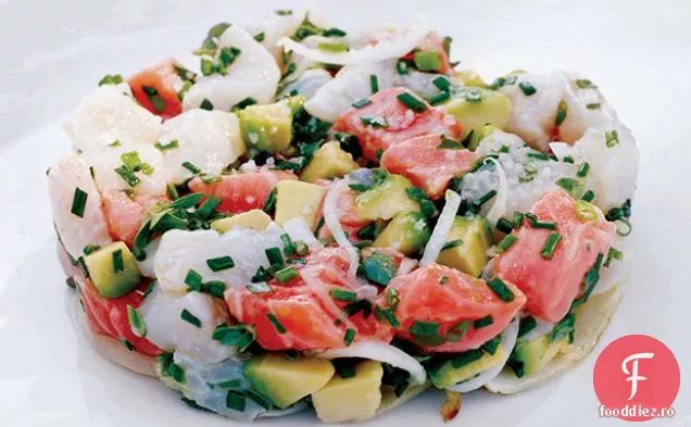 Salată de homar cu fasole verde, măr și Avocado