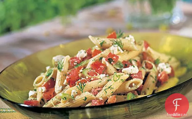 Penne în stil grecesc cu roșii proaspete, Feta și mărar