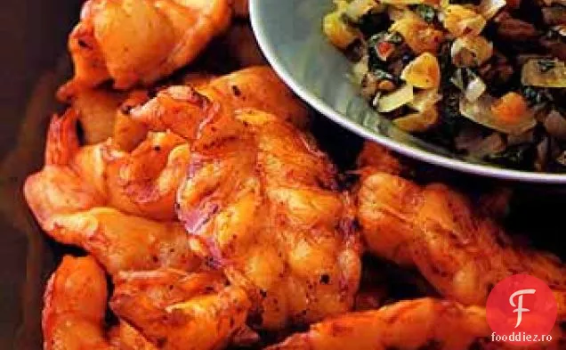 Creveți în stil Tandoori la grătar cu chutney de mentă