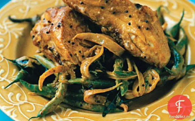 Pui și fasole verde nucă de cocos Curry