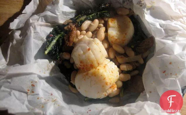 Kale, Andouille, scoici, fasole albă și Piment D ' esplette - I