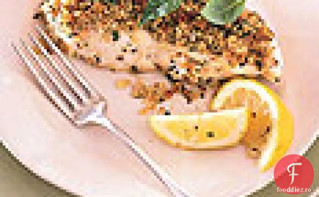 Halibut prăjit cu crustă de nucă