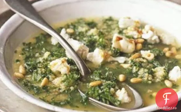 Supă de varză și cuscus cu brânză de capră