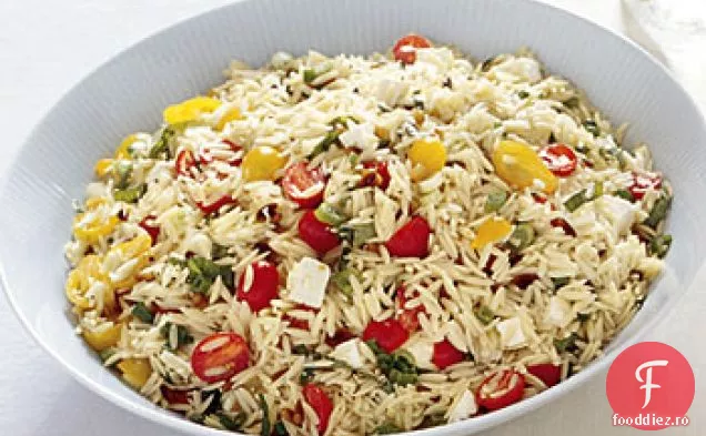 Orzo cu roșii, Feta și ceapă verde