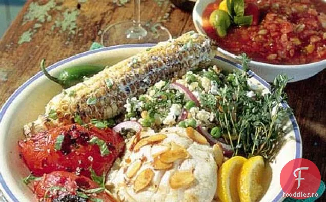 Snapper la grătar cu sos de portocale-migdale