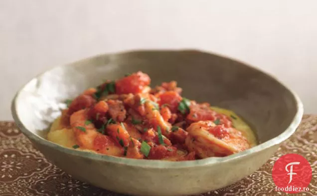 Creveți și Pancetta pe mămăligă