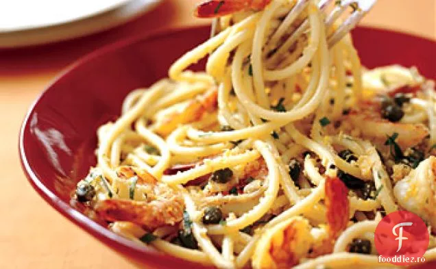 Perciatelli cu creveți și pesmet de usturoi