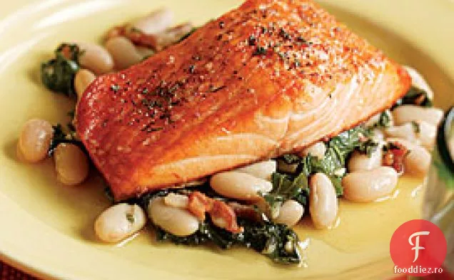 Somon Fript Cu Fasole Albă, Kale & Bacon Rago Aprox. T