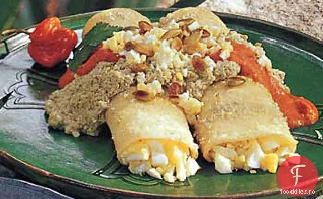 Tacos de ou cu semințe de dovleac și roșii-sosuri Habanero