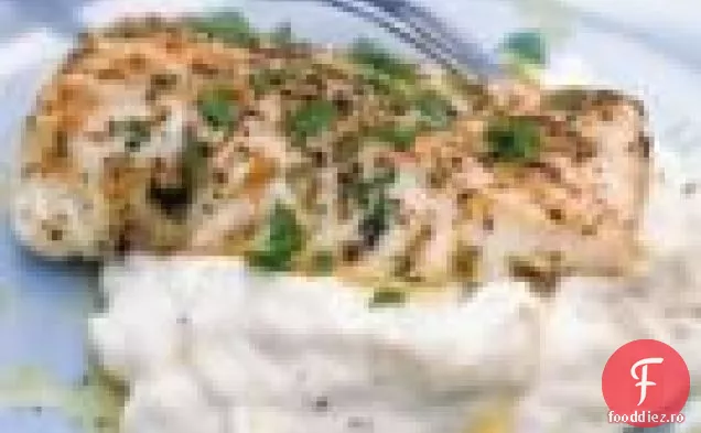 Halibut la grătar cu piure de cartofi-fenicul