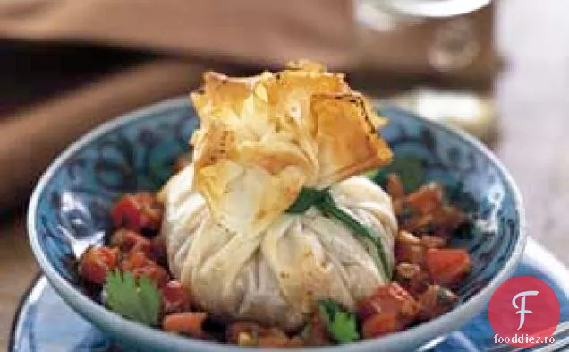 Poșete phyllo de creveți cu sos Chermoula de roșii