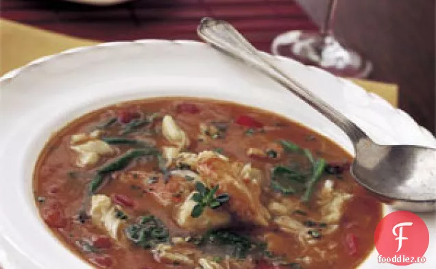 Supă picantă de Crab Cajun și verdeață