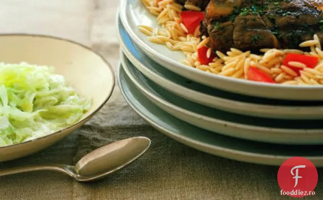 Cotlet de miel Oregano-lămâie la grătar cu Orzo