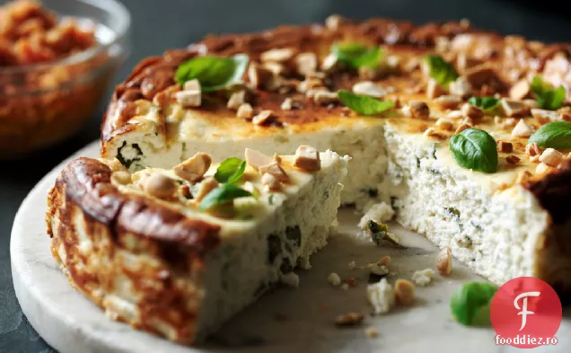 Cheesecake Cu Ierburi Și Ricotta Cu Pesto De Roșii Prăjite