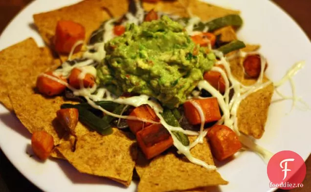 Cartofi dulci prăjiți și Poblano nachos cu Guacamole