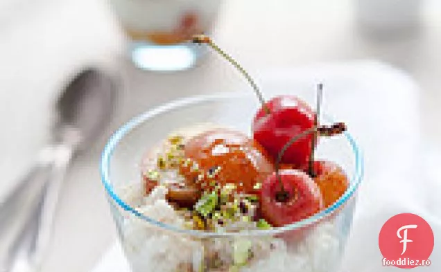 Risotto cu miere de lavandă cu fructe de piatră prăjite cu vanilie