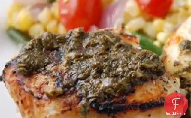 Halibut la grătar cu unt de usturoi coriandru