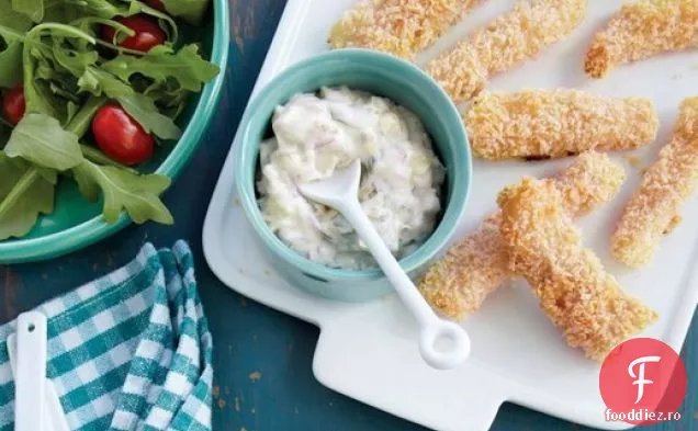 Bețișoare De Pește Prăjite La Cuptor Cu Sos Tartar Din 'Lighten Up, America!