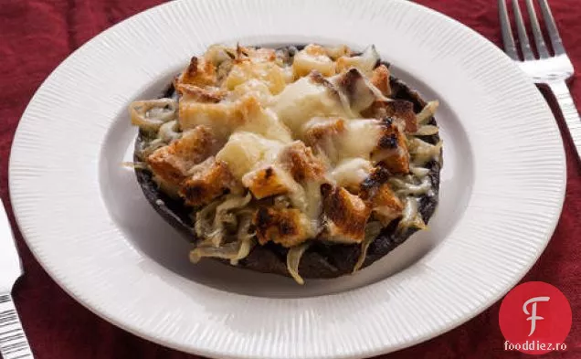 Ciuperci Portobello umplute cu supă de ceapă franceză