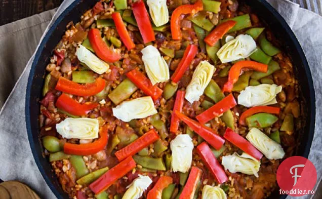 Paella Vegetală Cu Orez Brun