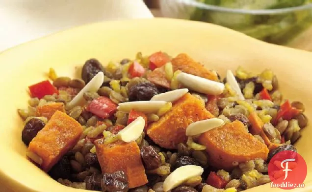 Caserola de linte Curry și orez brun