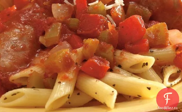 Penne cu cârnați italieni și ardei