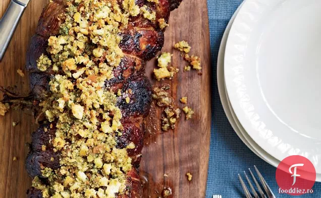 Picior de miel cu crustă de busuioc cu vinetă de lămâie