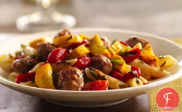 Cârnați italieni cu roșii și Penne