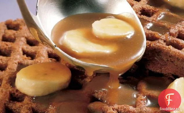 Vafe de ciocolată cu Topping de Caramel-banane