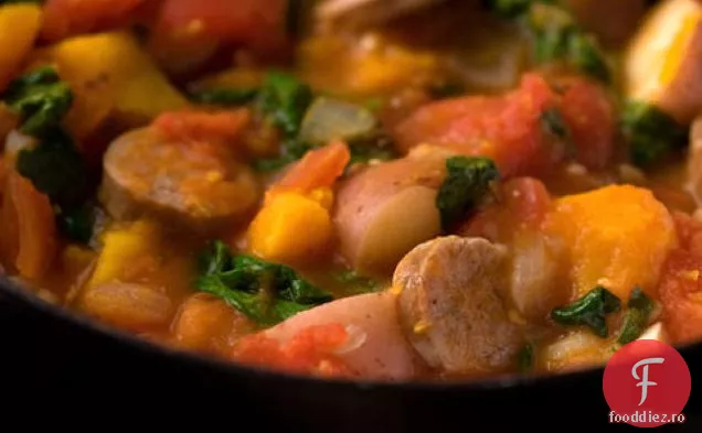 Tocană de dovlecei Bratwurst și Butternut