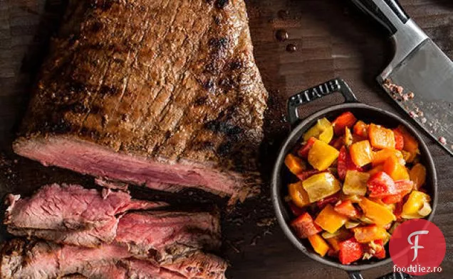 Friptură de flanc la grătar marinată Balsamic cu gust de ardei gras