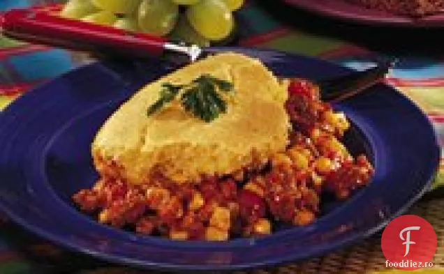 Chili la cuptor cu crustă de făină de porumb