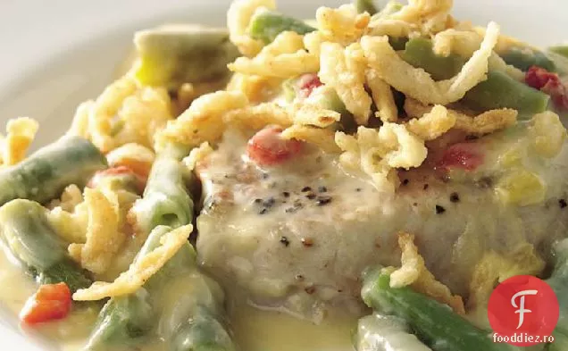 Cotlet de porc și caserolă de fasole verde