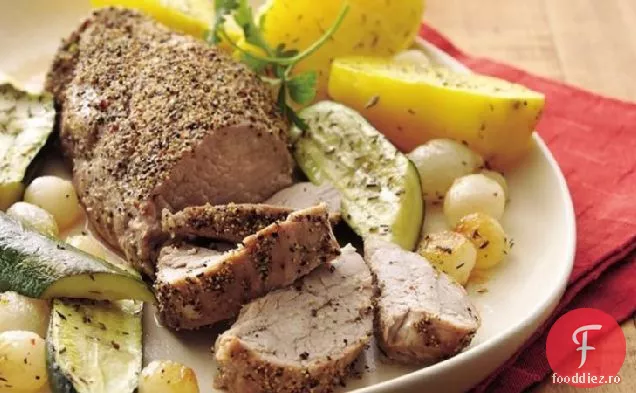 Filet de porc prăjit cu legume