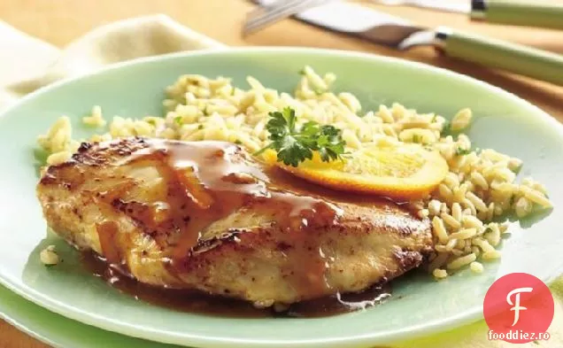 Piept de pui cu glazură portocalie