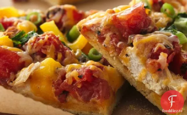 Pizza mexicană de pui cu crustă de făină de porumb