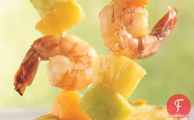 Creveți, pepene galben și ananas