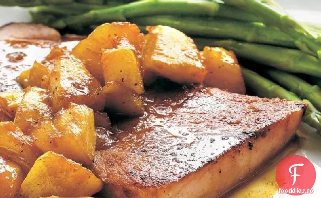 Tigaie sunca la gratar cu ananas glazurat